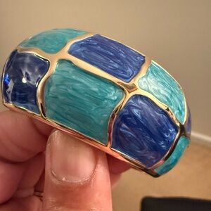 Blue and Teal Enamel Bangle Bracelet